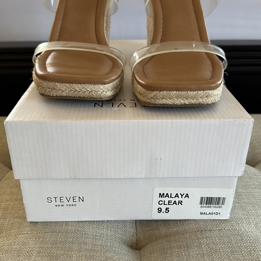 Steven New York Malaya Clear Wedges Size 9.5 - Picture 6 of 9